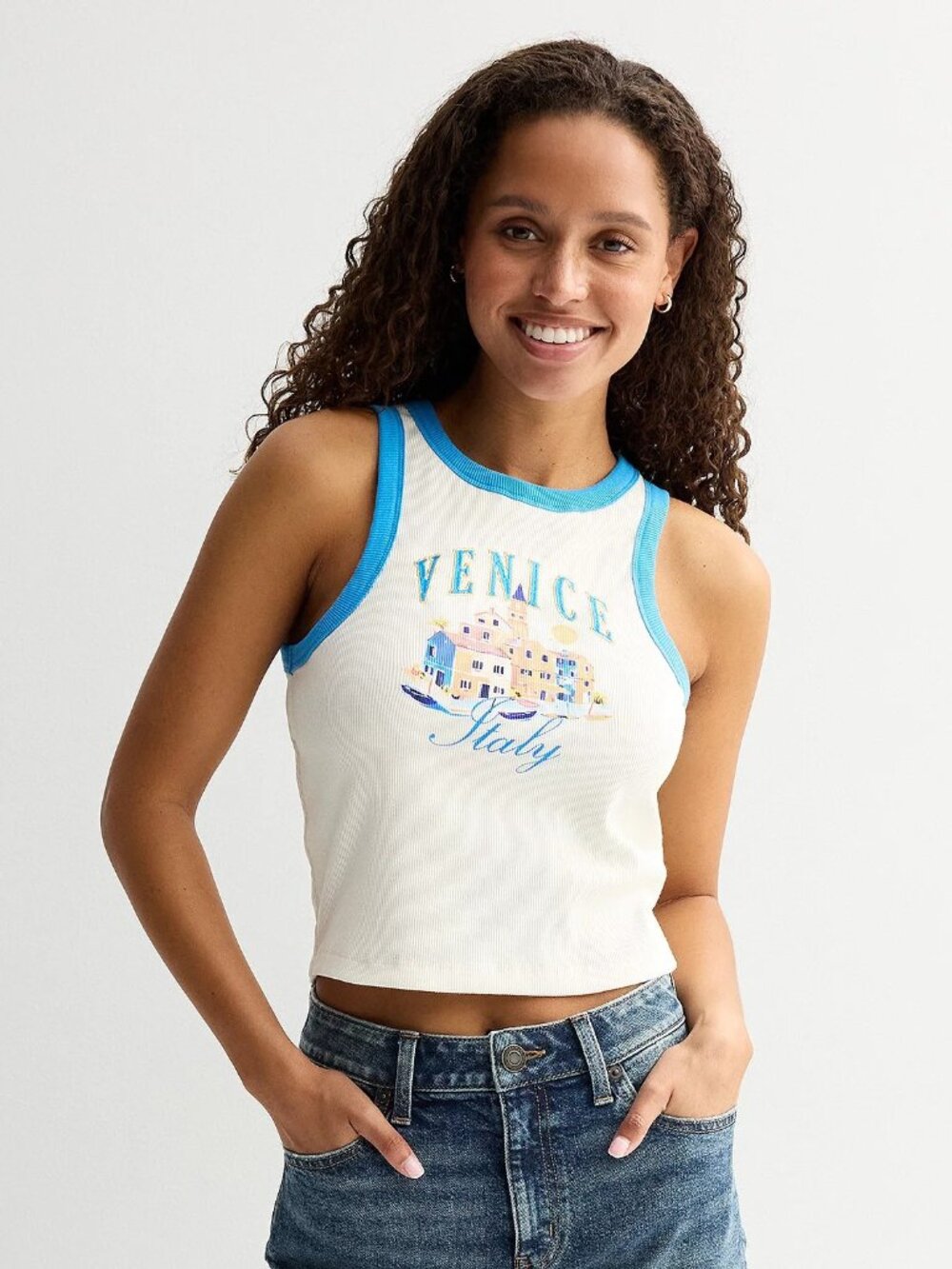 NWOT Juniors' High Neck Graphic Tank Top Cami-Small